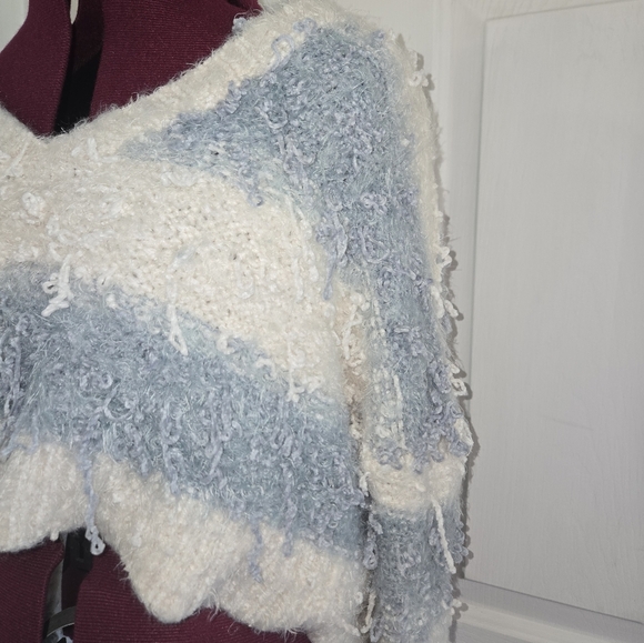 Altar'd State Blue & White Striped Cropped Sweater - Picture 3 of 7